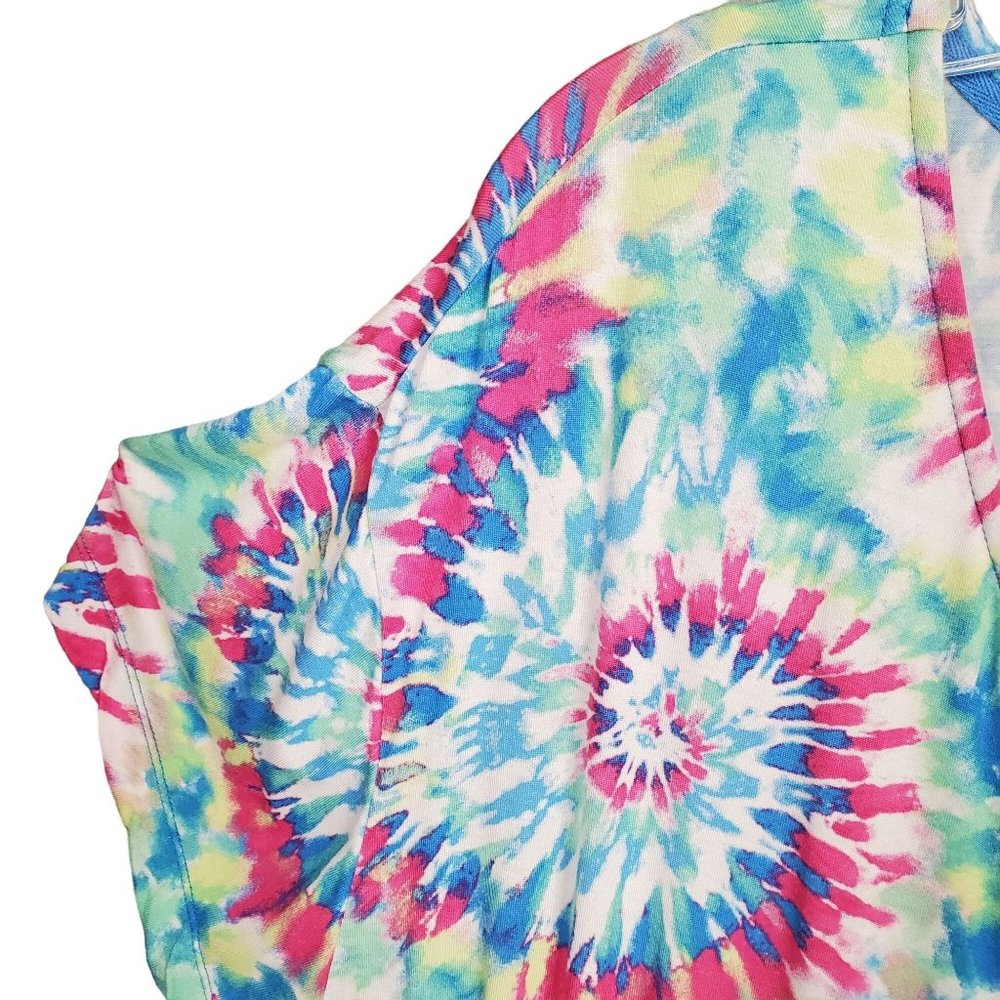 UGG Koolaburra Size XL Shirt Tie Dye Swirl Stretch Jersey Knit Button Up V-neck - Picture 4 of 10